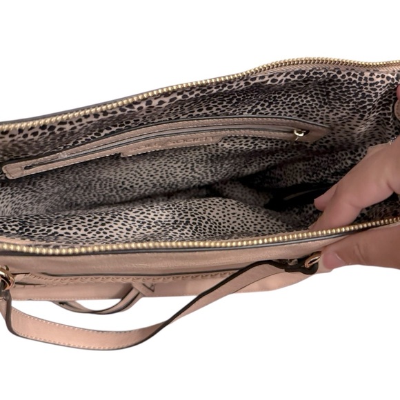 Sole Society Whipstitch Taupe/pale pink  Faux Leather Satchel - Picture 4 of 6